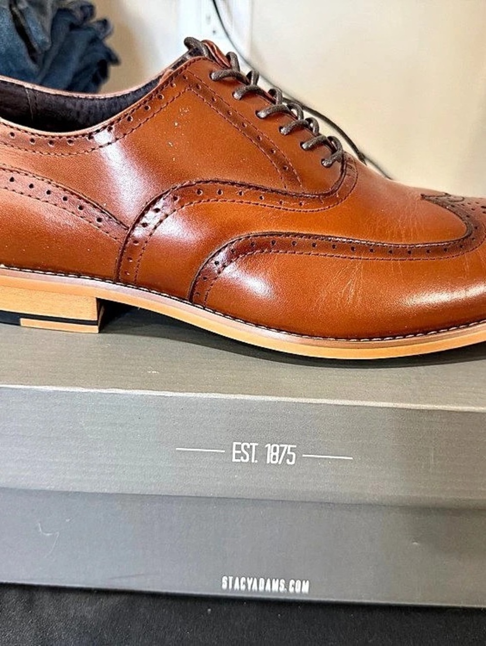 Stacy Adams Dunbar Wingtip Oxford Men's Brown US 9.5 D